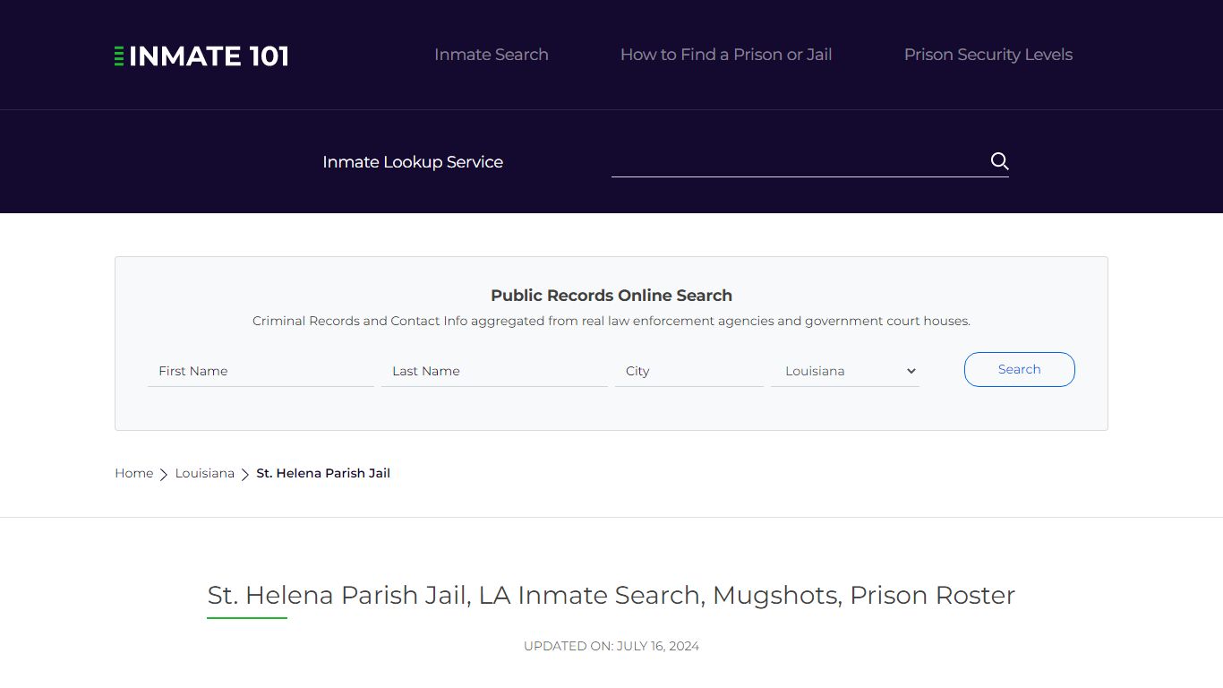 St. Helena Parish Jail, LA Inmate Search, Mugshots, Prison Roster