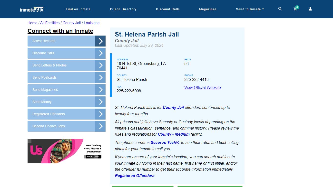 St. Helena Parish Jail - Inmate Locator